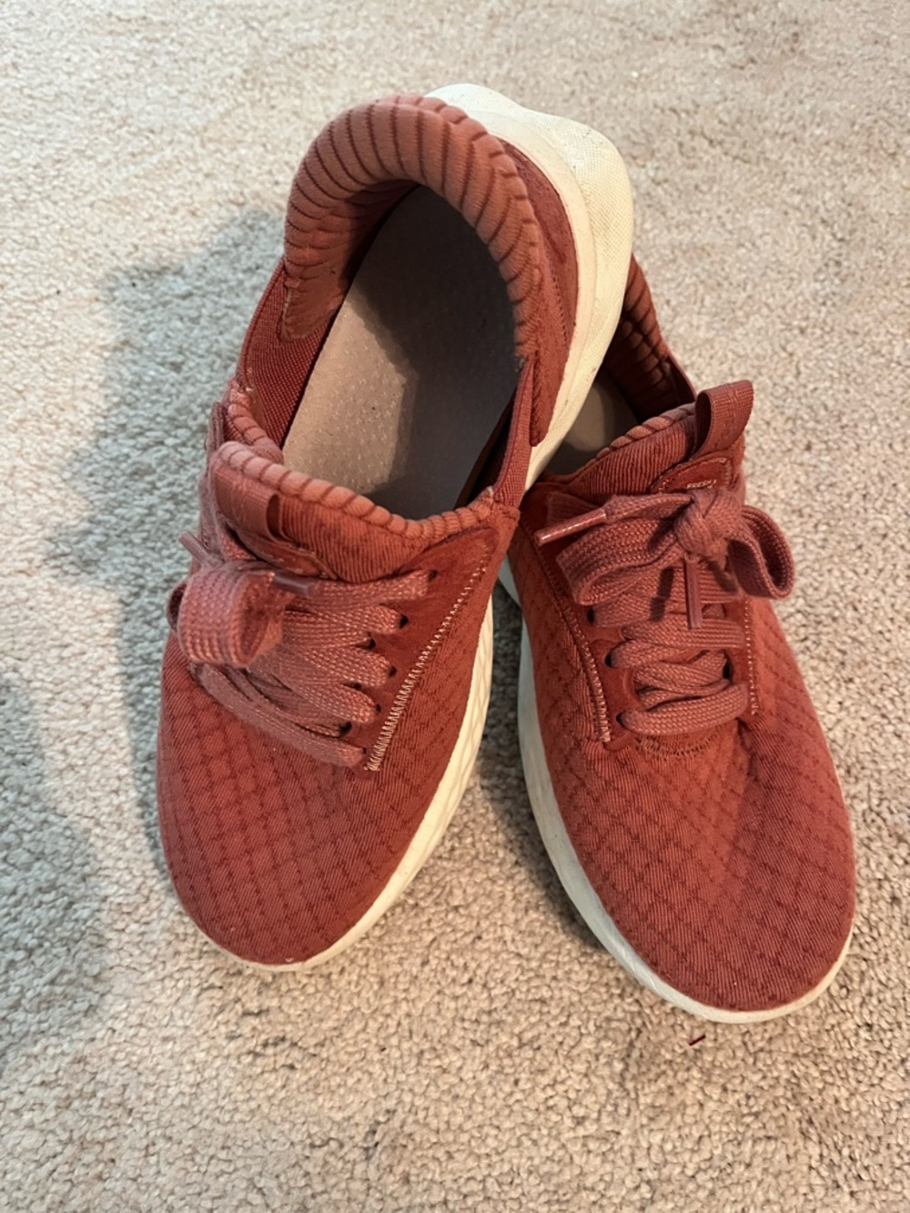 New Balance Women's Knit Lace-Up Sneakers in Rust Red